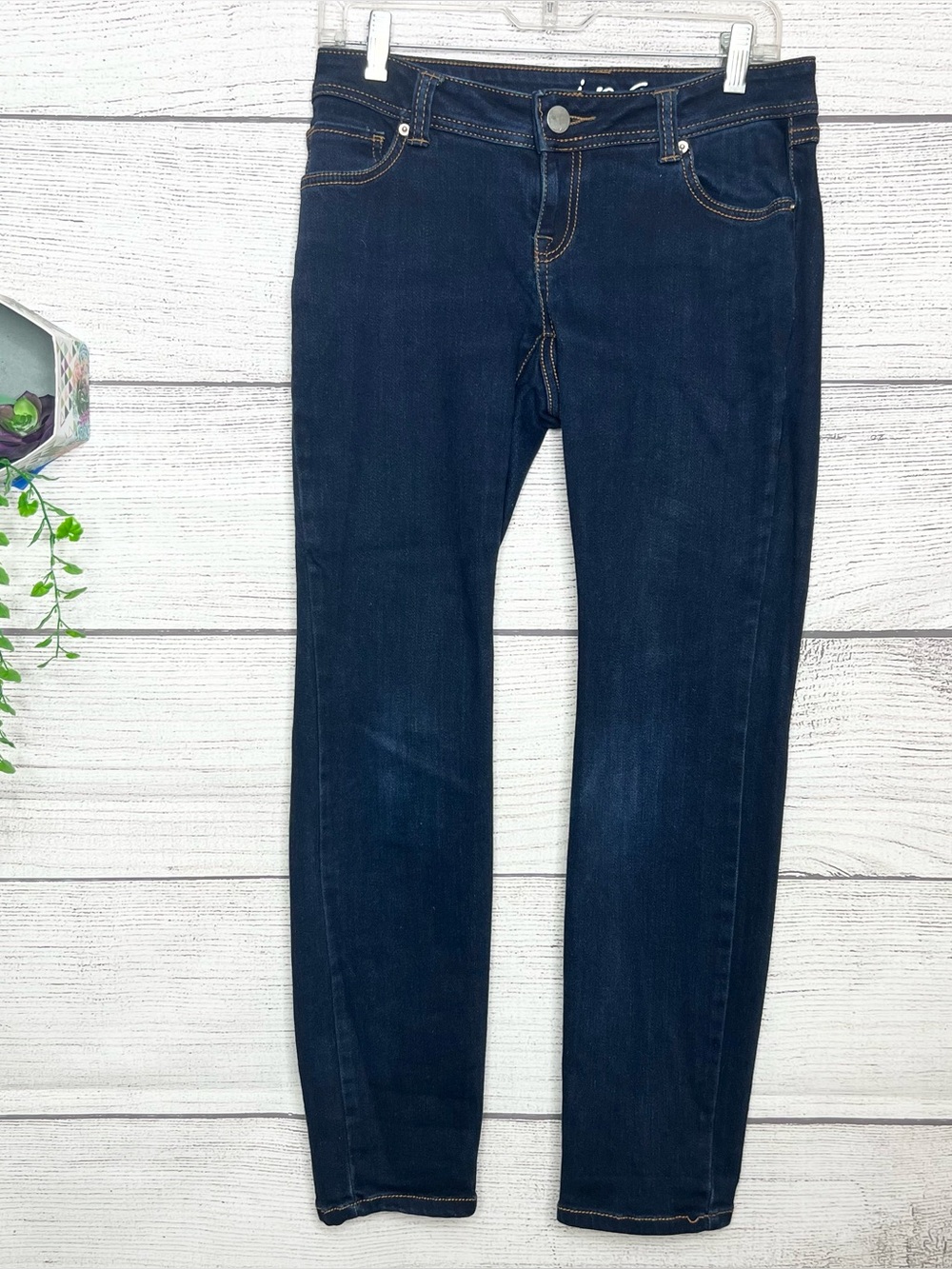 INC Denim Dark Blue Low Rise Skinny Curvy Fit Ankle Jeans Size 2P Petite